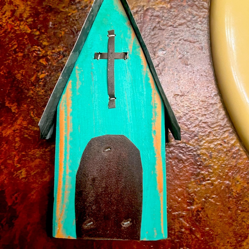 Rustic Teal and Brown Decor with Cross